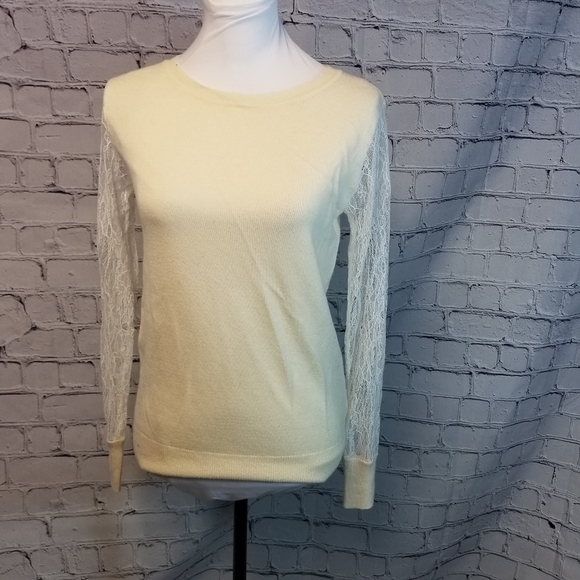 Magaschoni cashmere lace sleeve sweater - Picture 3 of 12